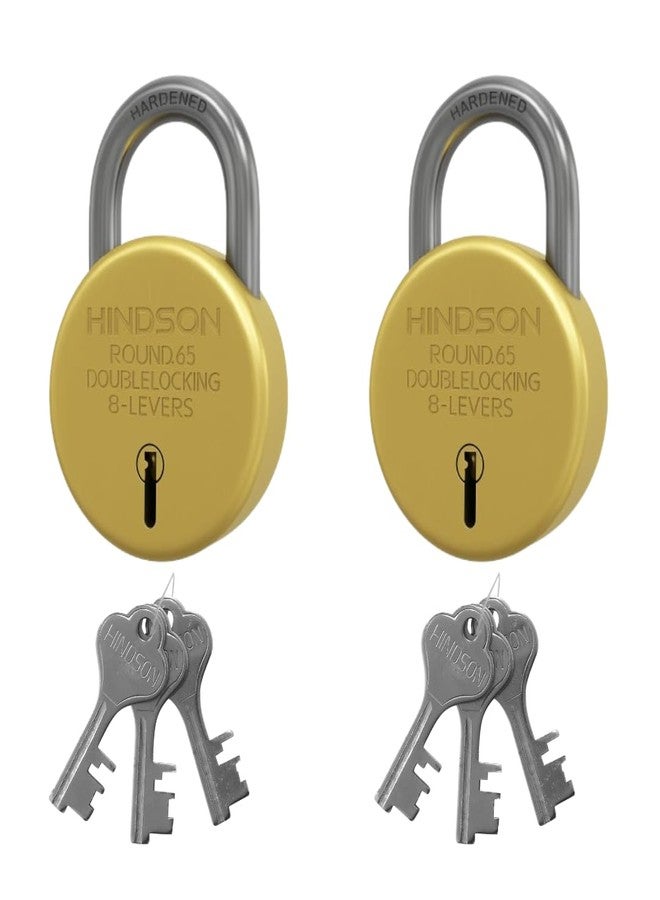 Hindson Round 65 Gold Durable Rust Resistant Safety Locks - Pack of 2 - Image 1